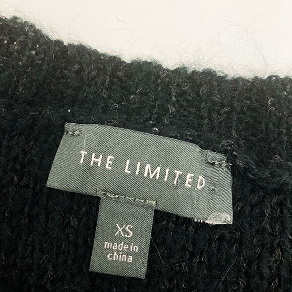 The Limited Black Cold Shoulder Sequin Sweater Mohair XS - Picture 11 of 13